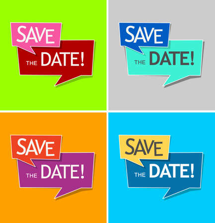 Collection of colorful stickers SAVE THE DATEのイラスト素材
