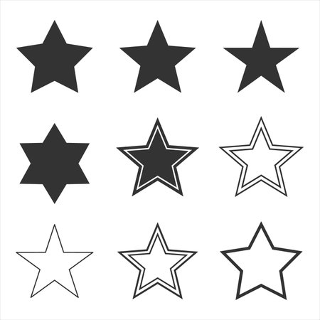 Collection of star symbols isolated on white backgroundのイラスト素材