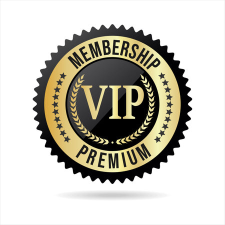 Vip premium membership golden badge on white backgroundのイラスト素材