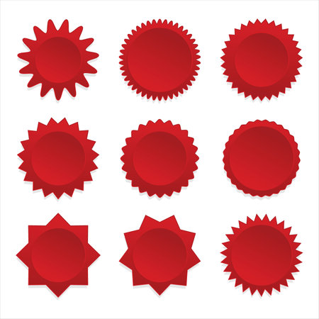 Collection of red blank labels sale or discount sticker vector illustrationのイラスト素材