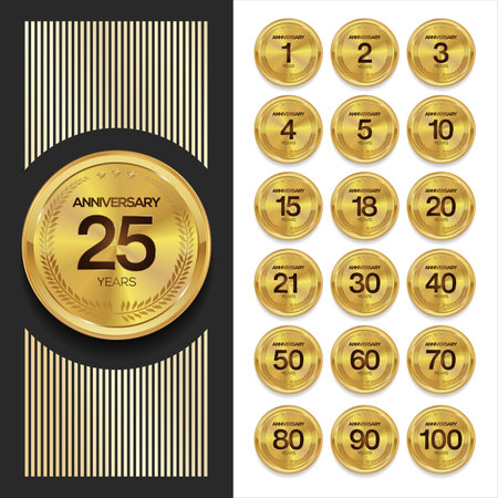 Collection of golden anniversary logotype celebration emblemのイラスト素材