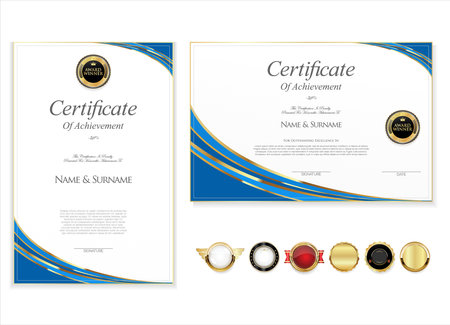 certificate or diploma retro vintage design vectorのイラスト素材