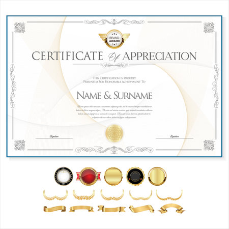 certificate or diploma retro vintage design vectorのイラスト素材