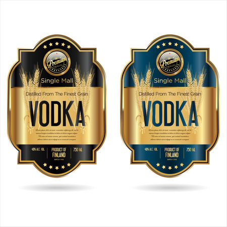 Labels for vodka with wheat stock illustrationのイラスト素材