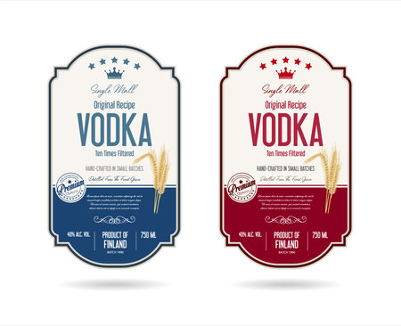 Labels for vodka with wheat vector stock illustrationのイラスト素材
