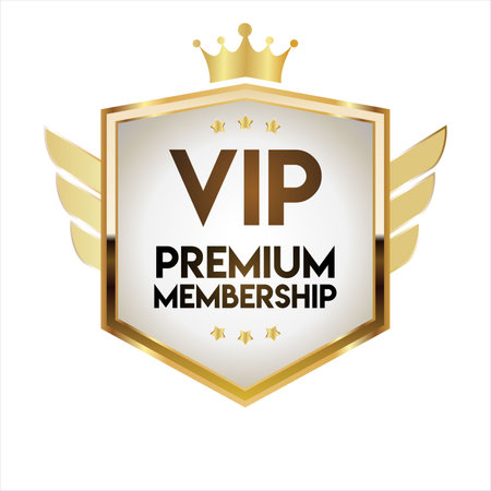 Golden badge VIP golden member retro designのイラスト素材