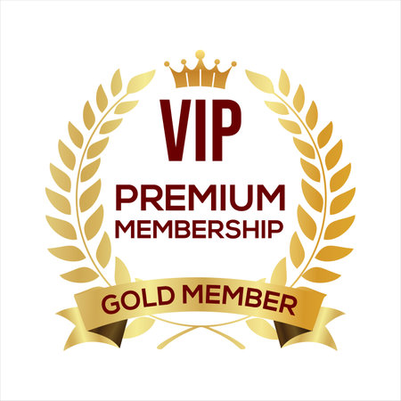 Golden badge VIP golden member retro designのイラスト素材