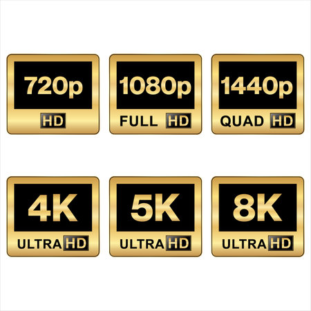 Collection of HD and ultra HD icons vector illustrationのイラスト素材