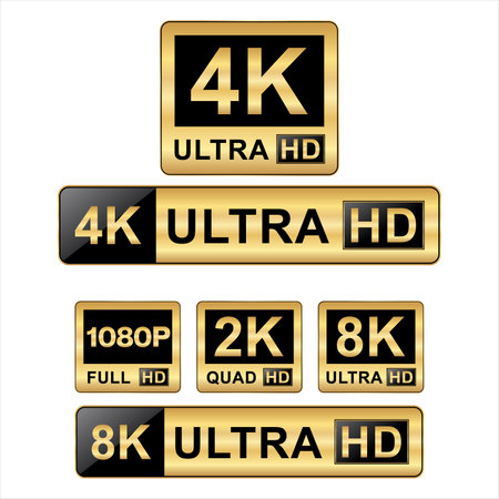 Collection of HD and ultra HD icons vector illustrationのイラスト素材