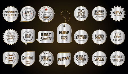 Collection of Modern SILVER New note label mark tagのイラスト素材