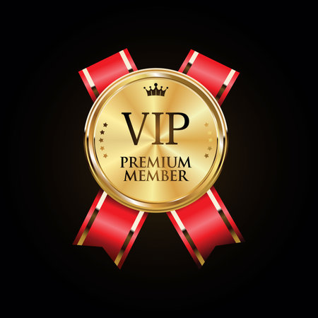 Golden badge VIP golden member retro designのイラスト素材