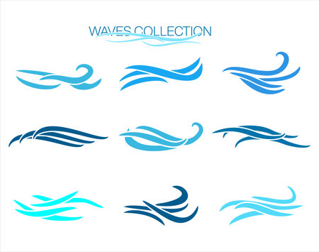 Vector illustration of the blue waves collectionのイラスト素材