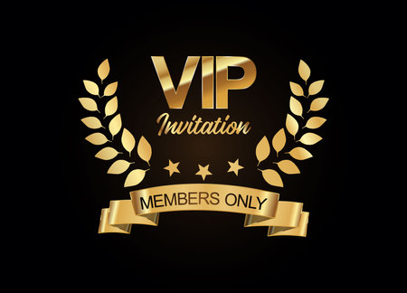 VIP Members Only Sign. VIP Members Only with Golden Laurel Wreath.のイラスト素材