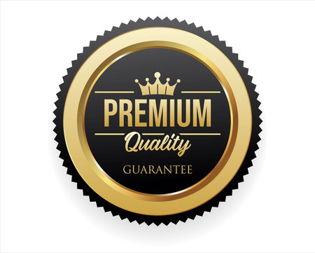 premium quality gold label over white background. vector fileのイラスト素材
