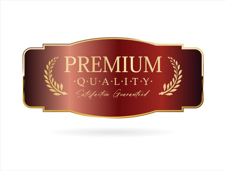 premium quality golden label on a white background. vector illustration.のイラスト素材
