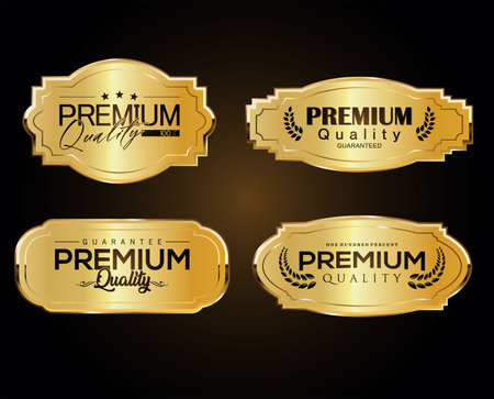 premium quality golden labels set over black background. vector file.のイラスト素材