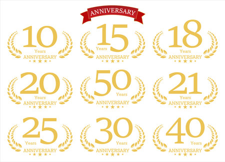 Anniversary laurel wreath set. Vector design elements for your businessのイラスト素材