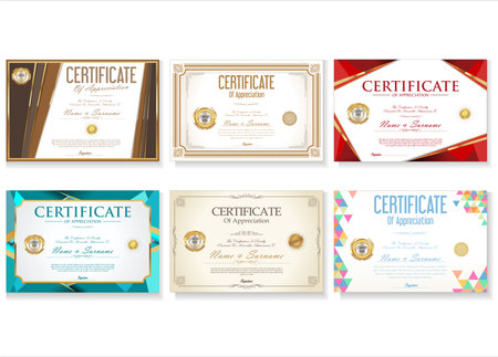 Collection of Certificate retro design templateのイラスト素材