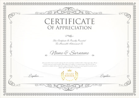 Certificate or diploma template with decorative design calligraphy elementsのイラスト素材