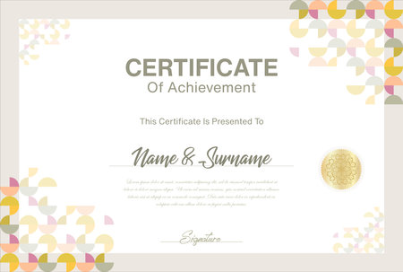 Certificate template with floral pattern. Vector illustration. Ideal for graduation, education, school and university certificate.のイラスト素材