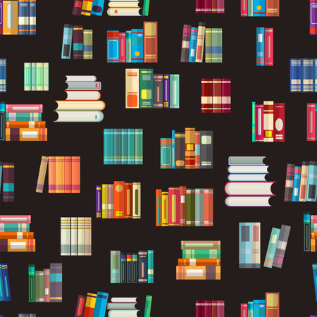books seamless design in flat style vector illustrationのイラスト素材