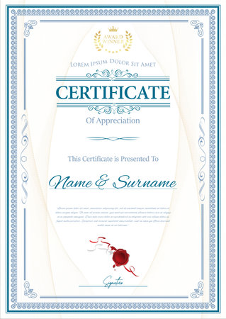 Certificate template with floral design elements and place for your text.のイラスト素材