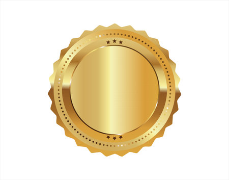 Golden stamp isolated on white background luxury seals vector designのイラスト素材