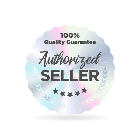 Authorized seller Hologram sticker or label with holographic textureのイラスト素材