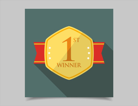 Sports trophies and awards in flat design style vector illustrationのイラスト素材