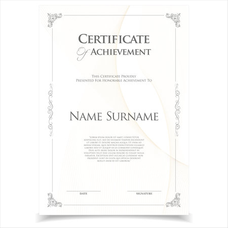 certificate template with floral design elements and place for your text.のイラスト素材
