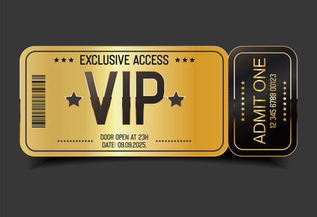 Vip ticket gold and black template. Vector illustration for your designのイラスト素材