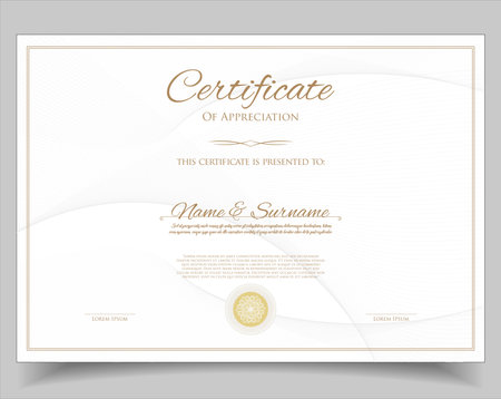 Certificate template. Diploma of achievement, appreciation, graduation, diploma. Vector illustrationのイラスト素材