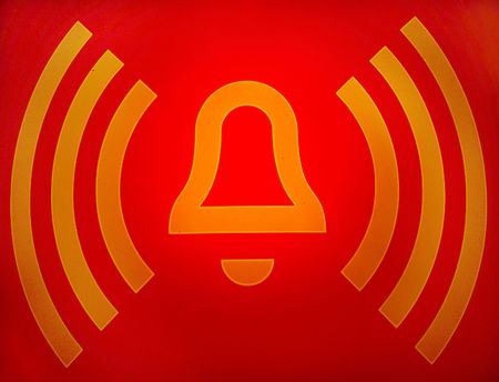 closeup of red alarm sign buttonの写真素材