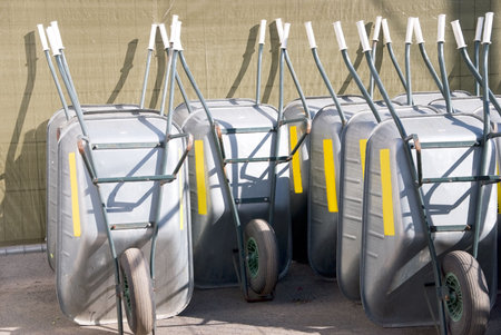 many pushcarts in a row