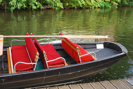 old boat for sightseeing boat trip in spreewald area, germany
