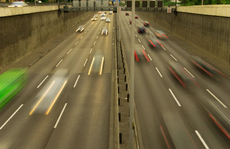 traffic on a motorway in twilight