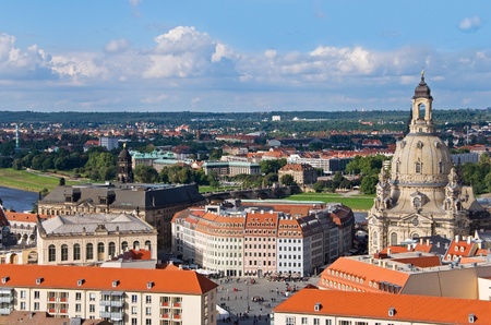 dresden aerial image of neumarkt square and frauenkirche churchの写真素材