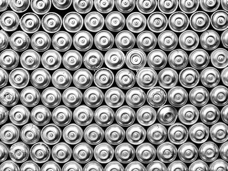 silver spray cans filling the pictureの写真素材