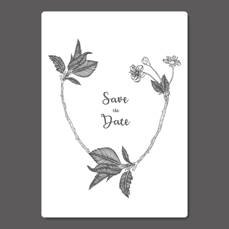 Hand drawn vector twigs and cherry blossoms. Floral sketch collection. Decorative elements for design.のイラスト素材