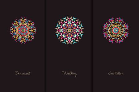 Vector elements for design template. Ornate decor for invitations, greeting cards, certificate, labels, badges, tagsのイラスト素材