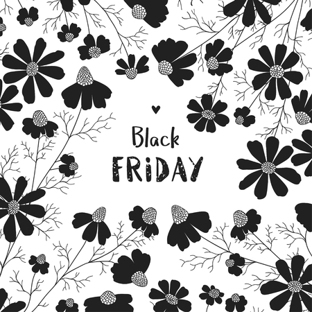 Floral design template for black friday saleのイラスト素材