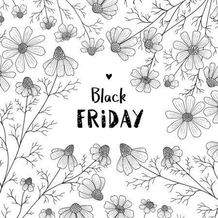 Floral design template for black friday saleのイラスト素材