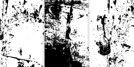 Set of three black and white hand drawn textures for your design. Vector illustrationのイラスト素材