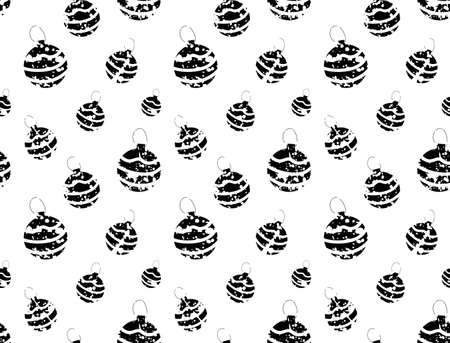 Vector xmas pattern with christmas black trees and stars, toysのイラスト素材