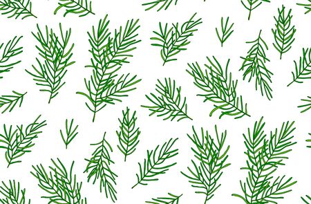 Seamless pattern of green spruce branches on a white backgroundのイラスト素材