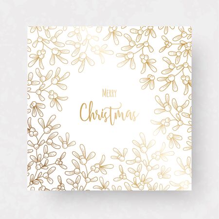 Christmas sprig of mistletoe. Illustration for greeting cards, invitations, and other printing projects.のイラスト素材