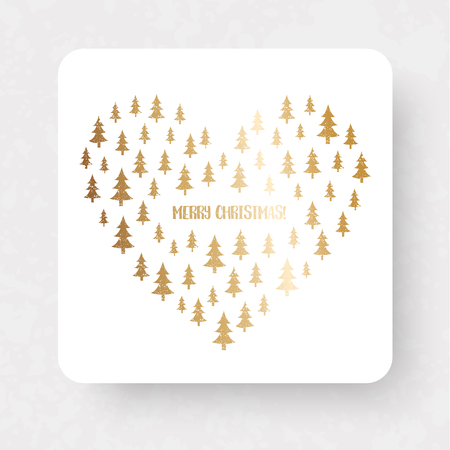 Grunge golden card Merry Christmas! Heart's symbolのイラスト素材