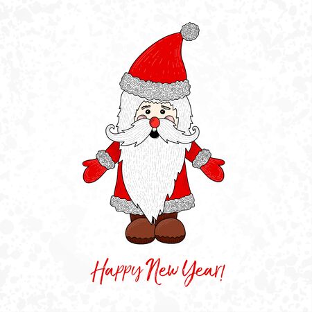 Santa claus on white background. Vector illustration for retro christmas card.のイラスト素材