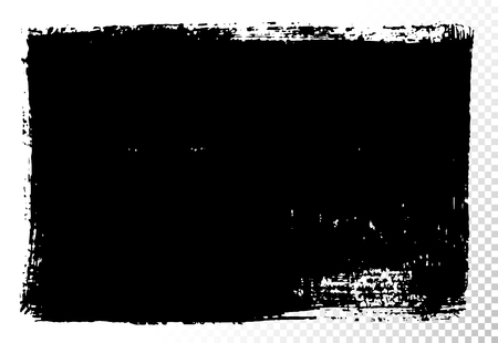 Set of rectangular text box. Black acrylic vector stains isolated on white. Hand drawing of banner, label, frame shape. Black textured design elements.のイラスト素材