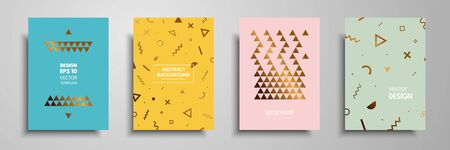 Placard templates set with abstract geometric elements.のイラスト素材